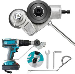 Universal Electric Drill Plate Cutter,Electric drill refitting plate shears,Metal Nibbler Drill Attachment with Adapter, DlY Metal Drill Attachment, Sheet Metal Knife for Cutting lron,White Sheet, Steel,Copper, Aluminum
