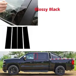 For GMC Silverado 2014-2018, 4PCS Window Trim Covers Center Film Column B C Pillar Posts Sticker Car Accessories