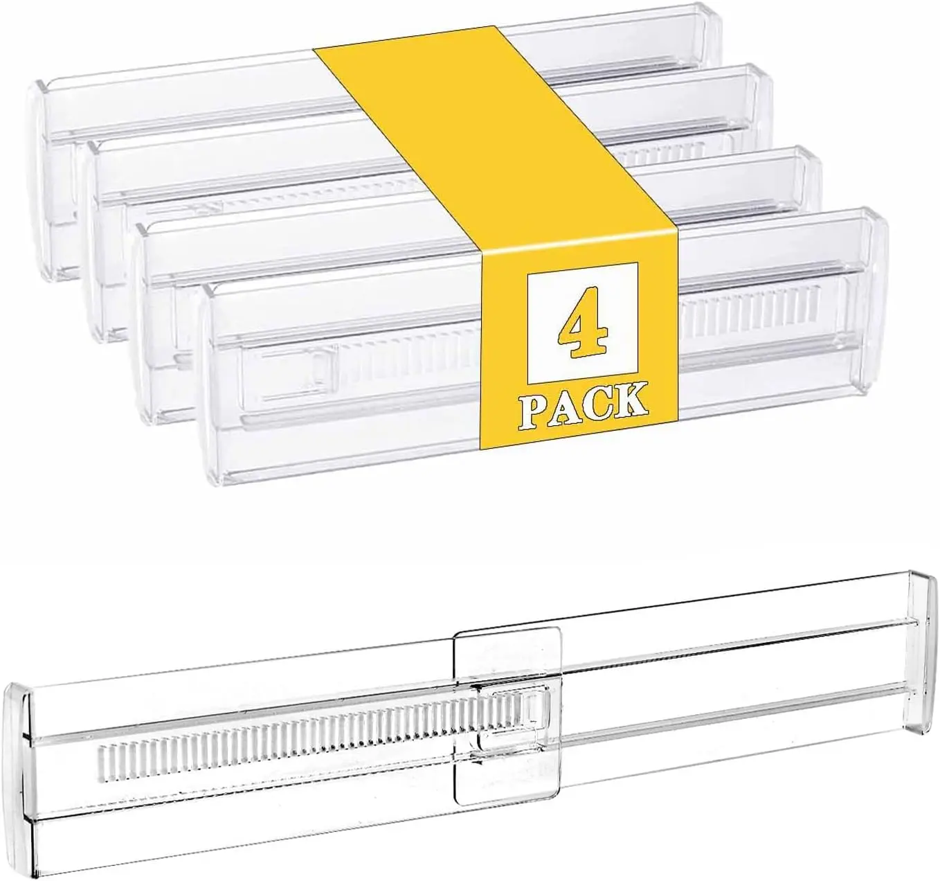4 Pcs Drawer Dividers for Clothes,3.15" High 11.34"-19.69" clear | Adjustable Expandable Dresser Drawer Organizer, Clear Plastic Separators for Dresser, Baby Clothing