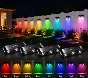 FabStyl RGB Solar Wall Fence Lights, Synchronously Change Color, Solar Step Lights, Bright Wall Lights, Outdoor Waterproof, Solar Powered Patio Decor for Wall, Rail, Porch, Backyard, Garden. Perfect for holiday decorations FallFreshness