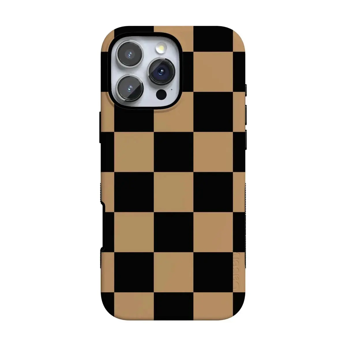 Casely iPhone 16 Pro Max Case | Fit Check | Black & Brown Checkerboard | Bold Protective Design | Compatible with MagSafe