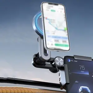 Magnetic Car Phone Holder for Tesla Model 3/Y/S/X/Cybertruck 360° Adjustable Touch Screen Mount Stand Compatible with iPhone 17 16 15 Pro Max, Cell Phone Mount