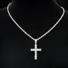 【Black Friday】Cubic Zirconia Cross Pendant Necklace with Twisted Chain for Men and Women, 1-Piece Iced-Out Hip-Hop Jewelry for Parties and Daily Wear, Bling Pendant, Birthday Gift