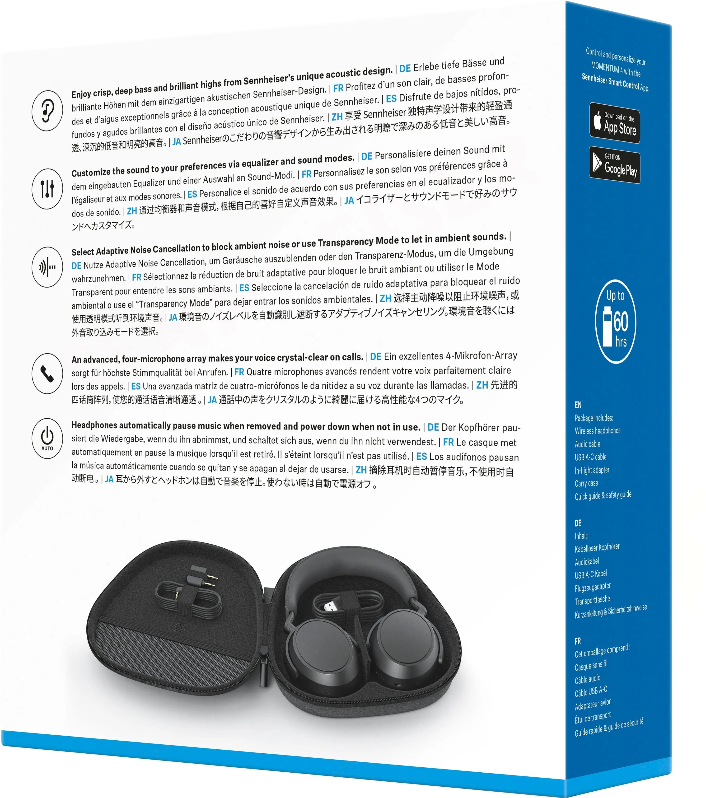 Sennheiser - MOMENTUM 4 Wireless Adaptive Noise-Canceling Over-The-Ear Headphones - Black
