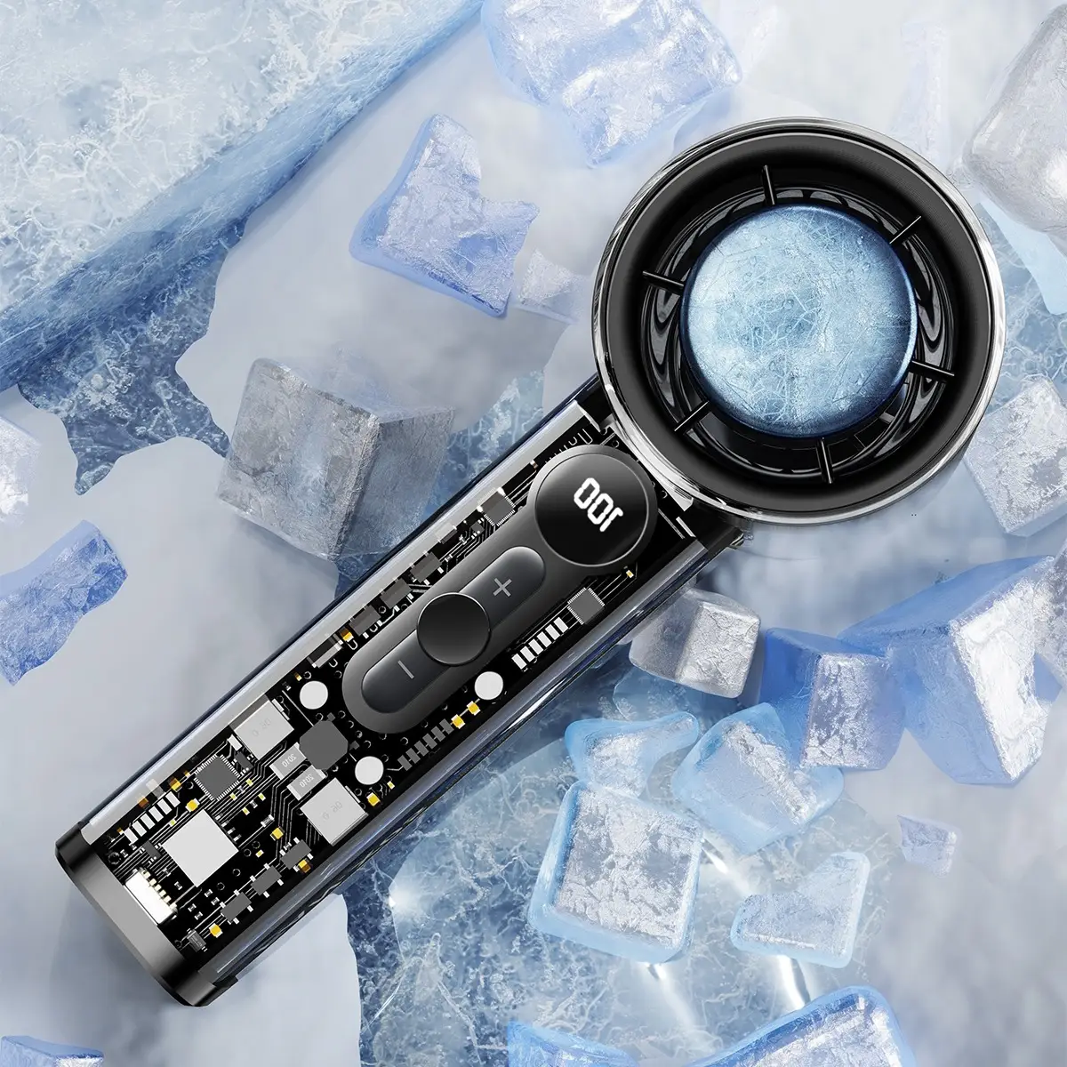 Mini portable fan, high-speed cooling, long-lasting battery life, turbine output, adjustable speed, LED digital display, very suitable for outdoor/cam