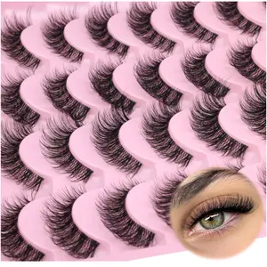 Lashes Cat Eye Wispy Eyelashes Clear Band False lashes Fluffy Strip Fake Eyelashes Natural Look 16 Pairs Faux Mink Lashes Pack bub Zegaine