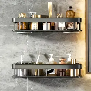 2 pcs New Bathroom Organizer Set Wall Mounted No Drill Shower Caddy Space Saving Shampoo Conditioner Storage Holder