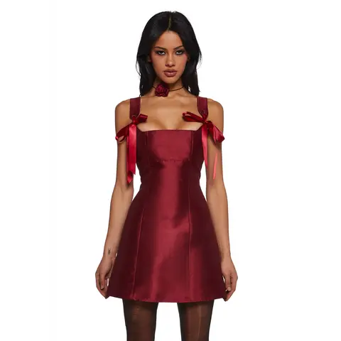 Pixie Stardust Mini Dress - Burgundy