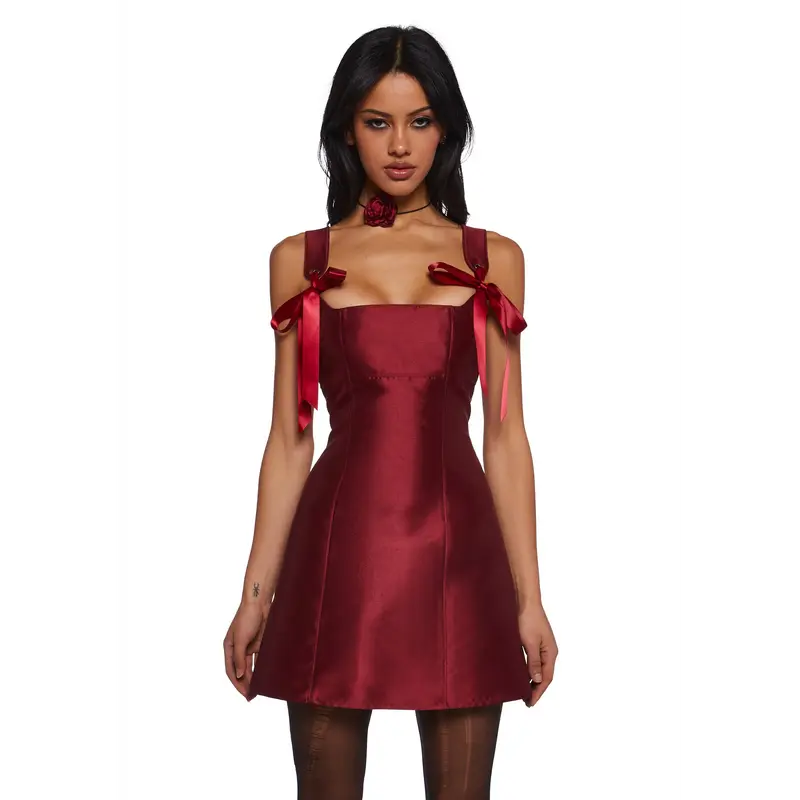 burgundy babydoll dress - TikTok Shop