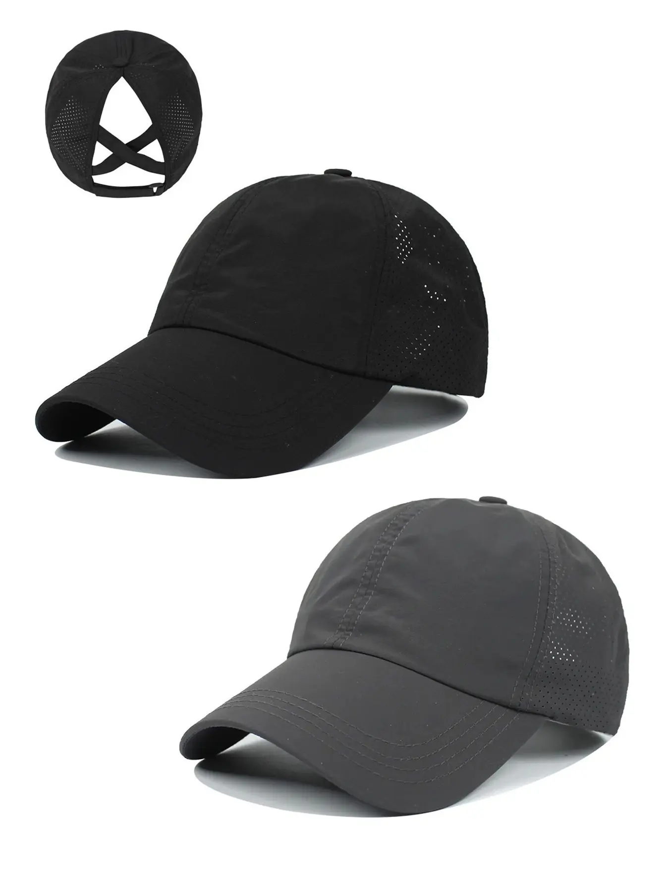 2Pack Womens Criss Cross Ponytail Baseball Cap Adjustable High Messy Bun Ponycap Quick Drying Summer Outdoor Hat Sports Outdoor Hats Street Style Cap Adjustable Fit Hat