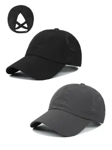 2Pack Womens Criss Cross Ponytail Baseball Cap Adjustable High Messy Bun Ponycap Quick Drying Summer Outdoor Hat Sports Outdoor Hats