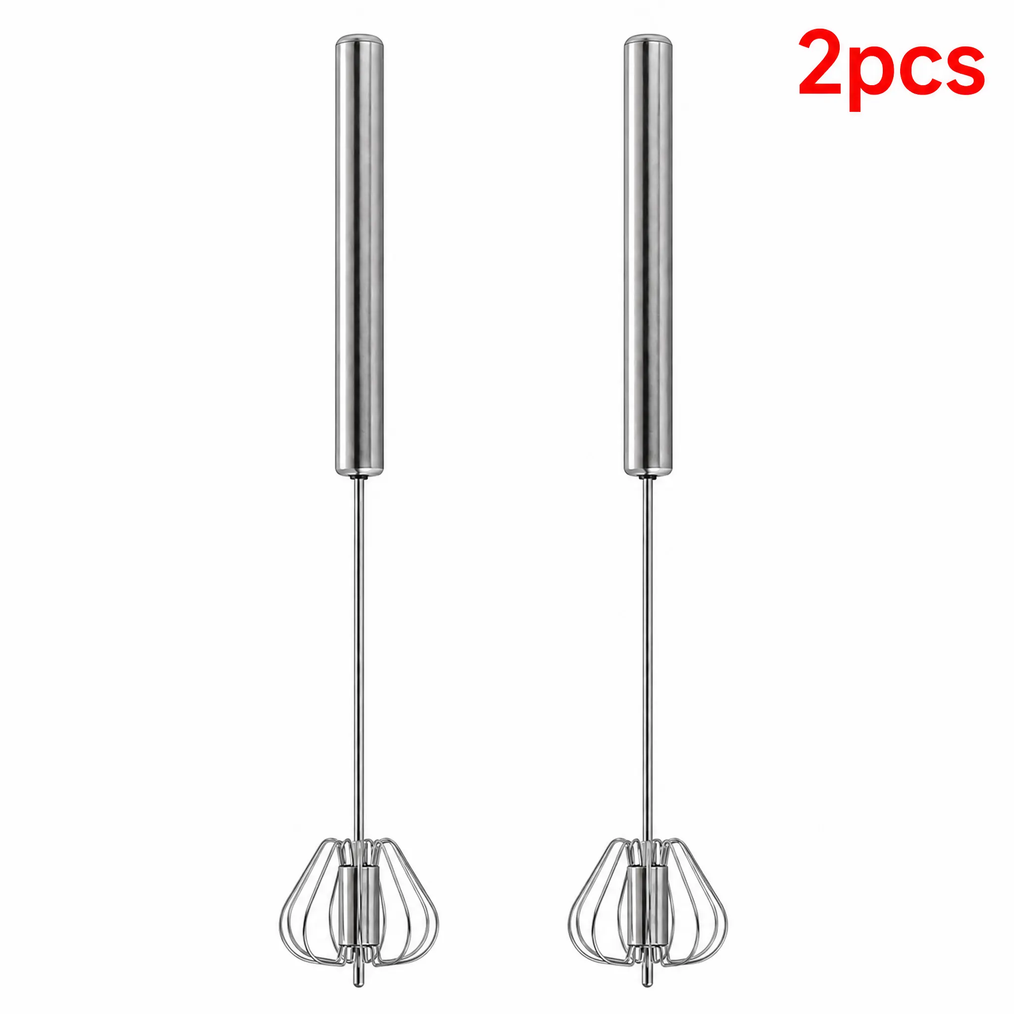 2pcs-Mini Hand Stainless Steel Frother Food Contact Safe Semi-automatic Labor-saving Foam Stirrer For Kitchen And Cake Stores