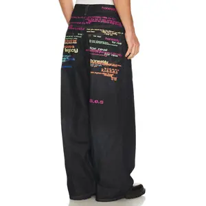 Jaded London Rainbow Script XL Colossus Jeans in Indigo