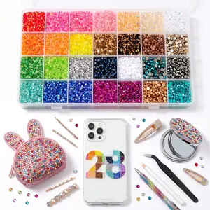 Mother's Day Gift DIY Gemstone Kit, Super Value 40000Pcs Rhinestone Kit, 40 Colors Flatback Jelly Gems, Professional Nail Tech DIY Bedazzling Set，jelly rhinestone of the Dead Decorations Set