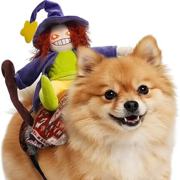 Fuzzwoof Howling Witch Dog Halloween Costume with Spooky Sound, Funny Dog Outfit with Creepy Laughing Witch, Dog Costume for All Breeds (Large)