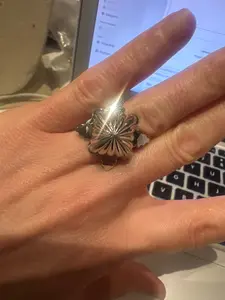 Nicole Romano Floral Medallion Ring in Silver