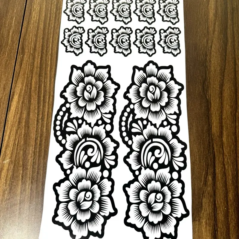 Glitter Temporary Tattoo Stencil Sticker - Single Henna Design Paper for Hands/Fingers, All Skin Types, Ideal for Weddings, Beauty & Personal Care Skincare Tool, Glitter Tattoos