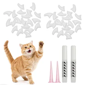 PETAXCELL Cat Nail Caps, Cat Claw Covers with Adhesive Glue and Applicators, Kitten Claw Caps Soft Paws, (40pcs, M, White), Intended for Pet Tips /  Nail Covers / Control Paws