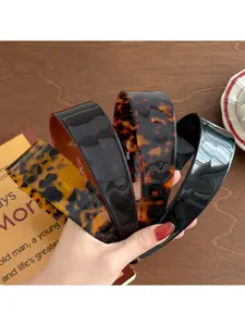 New Korean acetic acid leopard print headband fashion temperament thickened wide edge non-slip headband women's French versatile Chic Headbands