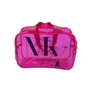 Eyeshine Lash Makeup Bag - Transparent Hot Pink Travel Zip Bag for Easy Access & Organization