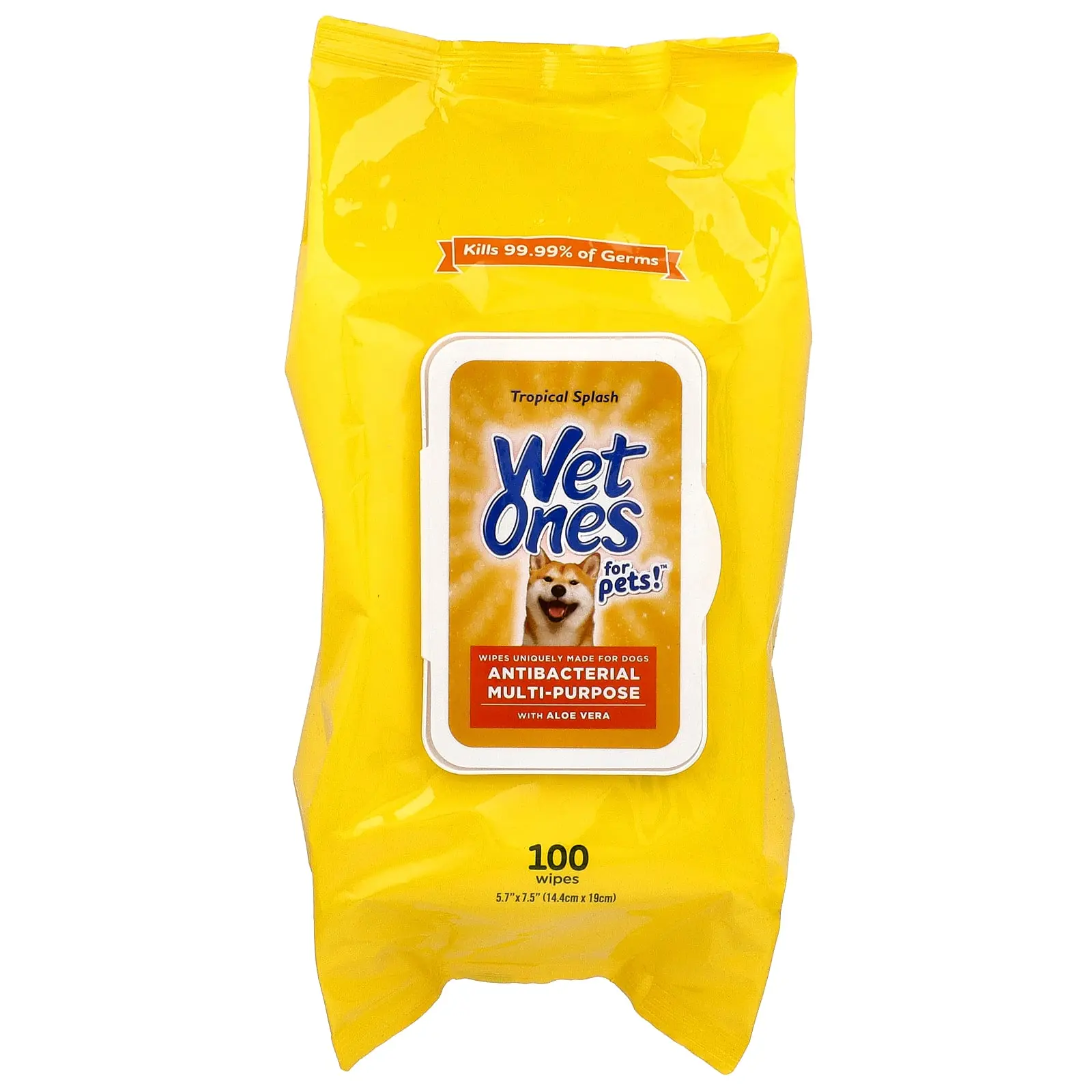 Wet Ones For Pets!, Antibacterial Multi-Purpose Wipes, For Dogs, Tropical Splash, 100 Wipes