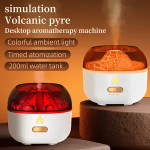 Volcano & Bonfire Desktop Aroma Diffuser Humidifier Colorful Ambient Light Timed Function 200ml Ideal For Home Bedroom Office Gifting