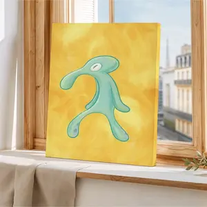 Bold Cartoon Wall Art, Squidward Poster, Meme-Style Print, Vibrant Cartoon Design, Canvas Decor, Ideal for Living Room & Bedroom, Unframed