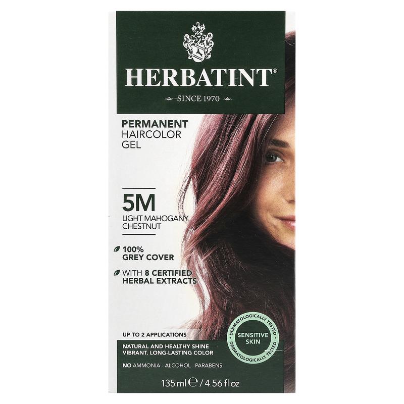 Herbatint Permanent Haircolor Gel, 5M Light Mahogany Chestnut, 4.56 fl oz (135 ml)