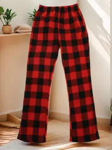 Boy's Plaid Print Fleece Lined Pajama Loungewear Pants, Casual Comfy Straight Leg Trousers for Fall & Winter, Boys Sleepwear for Indoor Wear, Valentine's Day Gift for Men