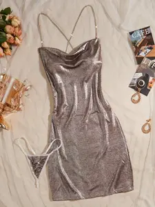 Women's Party Metallic Long Skirt, Elegant Evening Wear, Perfect for Parties & Events, Stylish Design, Comfortable Fit, women sexy lingeries, underwear, Dress