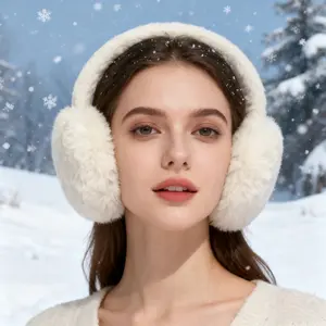 Women's Winter Earmuffs, Foldable, No Adjustable, Soft Polyester Fleece Ear Warmers with Stretchy Fit Perfect for Cold Weather