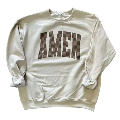 Brown Checkered Amen on Sand Unisex Fit Sweatshirt