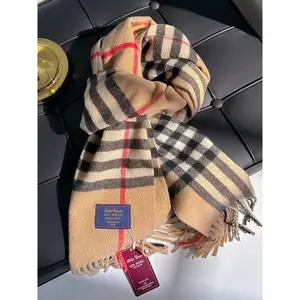 Autumn Winter Plaid Scarf with Long Fringe, Warm Fashion Street Style Design, Soft Comfortable Fabric, Perfect Daily Wear Choice