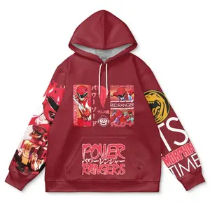 Red Ranger Mighty Morphin Power Rangers Streetwear Zip Hoodie Unisex Basic Oversized Fit Premium Fleece Fabric Soft Comfortable Durable Stitching