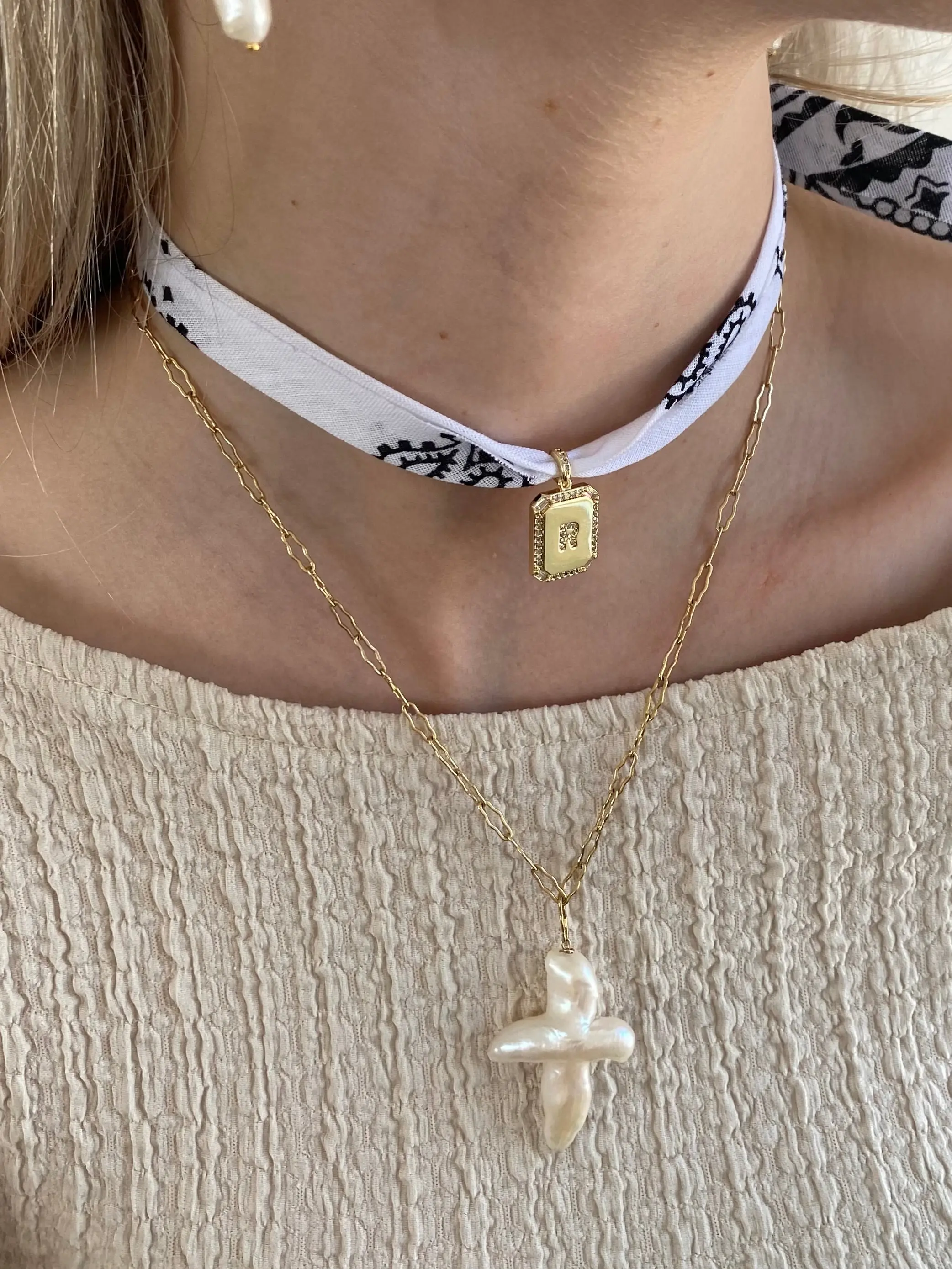 Initial White Bandana - TikTok Shop