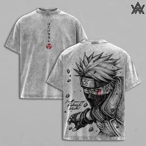 Kakashi Hatake Tee Washed – Naruto Shippuden Washed Anime Manga T-Shirt, Vintage Washed Lightning Blade Sensei Graphic Tee, Unisex Oversized Streetwear Shirt, Hidden Leaf Legend Anime Aesthetic Tee, Gift for Naruto Fans