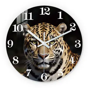 Leopard Print Wooden Wall Clock, Silent Operation, Aa Battery Powered, Ideal for Living Room Bedroom Office, Mother's Day Easter April Fools'