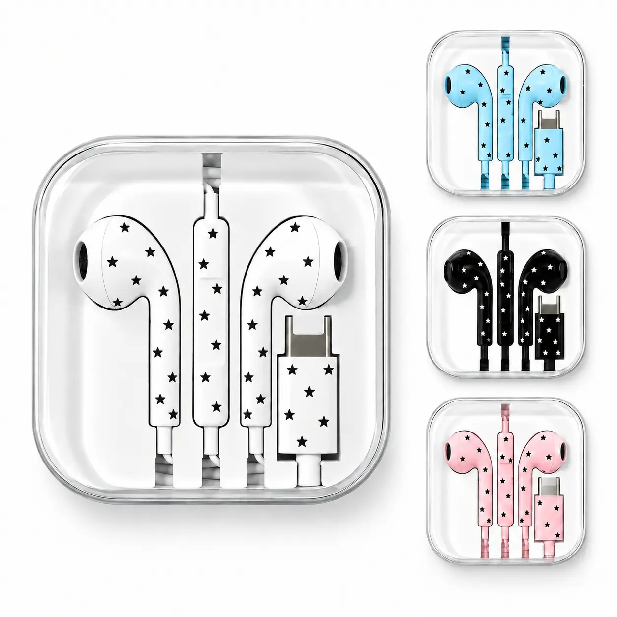 [Flash Sale] Star USB C Semi In-Ear Wired Earbuds - Phone Accessories, Tangle-Free Braided Cable Earphones with Mic & Volume Control, for Rich Sound Crisp Vocals Bass Wired Headphones for SmartPhone, Gaming, Calls, Music In One, Game