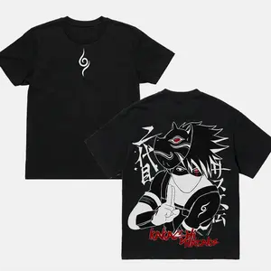 Kakashi Hatake- Naruto Crew Neck Short Sleeve Anime Graphic Double-Printed Cotton T-Shirt Unisex Breathable Streatwear Casual Pure Color Tee