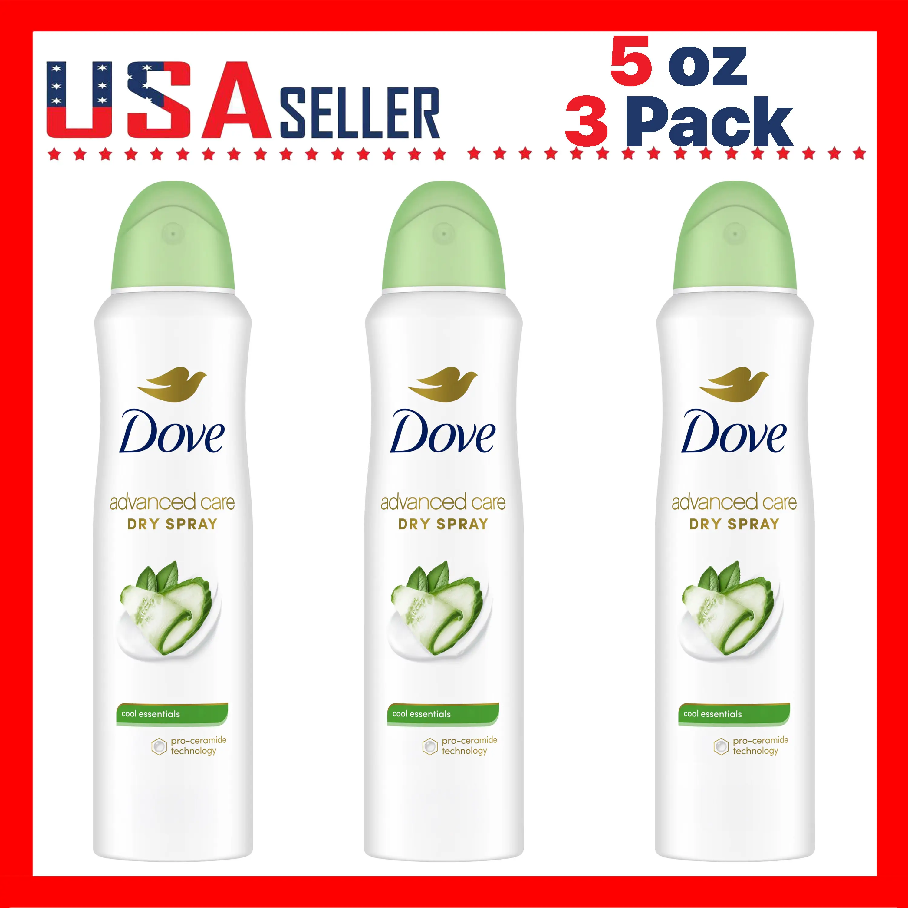 Dove Cucumber & Green Tea Scent x [3 Pack] Go Fresh Advanced Care Dry Spray Deodorant – Long-Lasting Fresh Feeling Body Spray for Women, Lightweight Quick-Dry Formula, Smooth Underarm Comfort, Clean Cucumber Aroma with Soft Green Tea Notes
