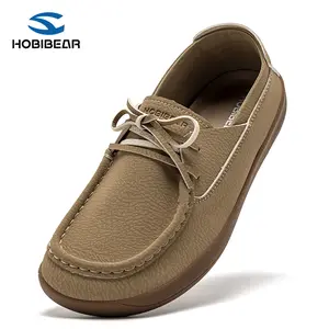 HOBIBEAR Women's Leather Loafers - Lightweight, Comfortable Flat Casual Slip-on Walking Shoes for Casual Wear & Everyday Use