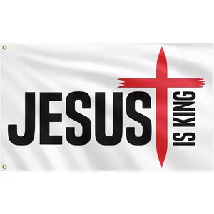 Jesus is King Flag Tapestry - Christian Cross/Church Ceremony/Prayer Room/Living Room, Dormitory, Office Interior