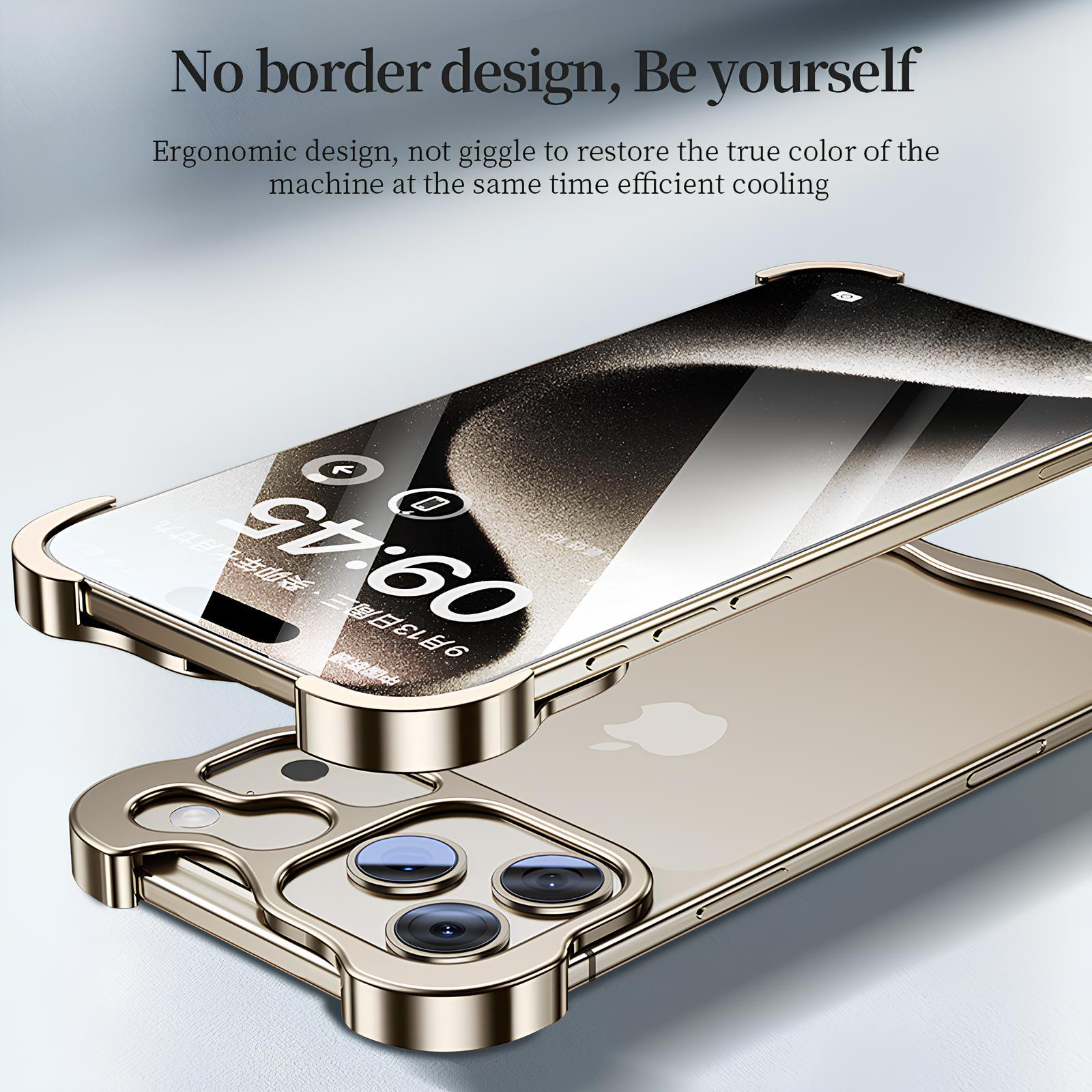 Borderless Electroplated Glossy Case For iPhone 17 Pro Max Air 17/16/15/14/13 Hard Shockproof Bumper Shell Irregular Titanium Alloy Lens Camera Protection Frameless Minimalist Protective Cover Elastomer Inlays Easy Fit Extremely Highlighting Personality