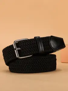 Unisex High Elasticity Woven Canvas Belt, Square Buckle Design, No Hole Installation, Adjustable Durable Waistband for Casual & Formal Wear, Elastic Stretch Belts