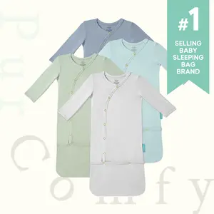 PurComfy 4-pack Supersoft  Bamboo Baby Sleeper Gowns, Infant Nightgown, Comfortable Sleepers for Preemie Newborn, Snap Bundlers, Eczema-Soothe (0-24M)