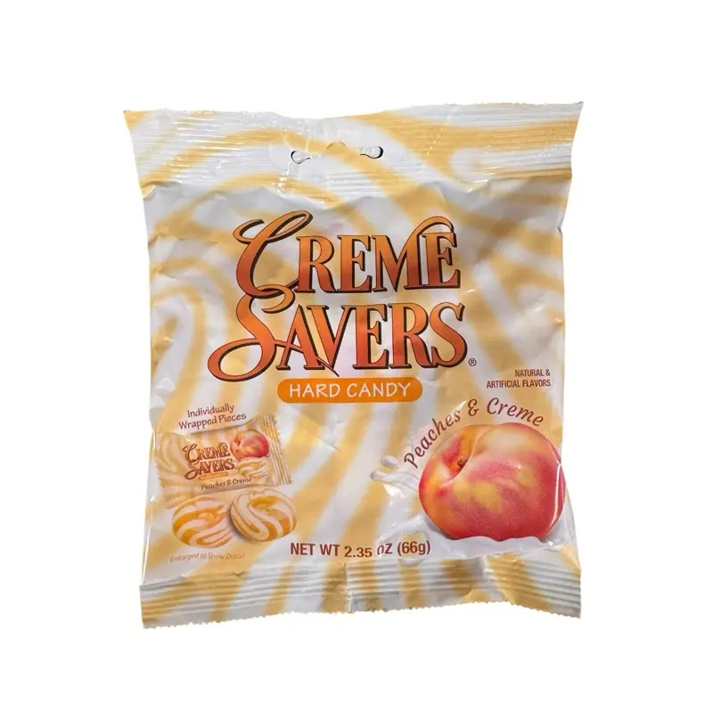Creme Savers Hard Candy Peaches & Creme Flavor 2.35 oz Individually Wrapped Pieces