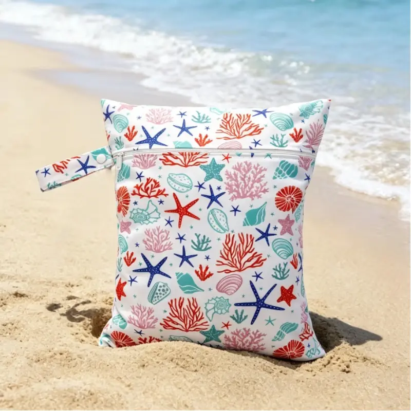 Wet and Dry Dual-purpose Storage Bag, Luggage Organizer Pouch, Travel Pouches, Traveling Essentials, Portable Bag for Swimsuit, Dirty Clothes, Yoga Fitness Wear & Cosmetics, Starfish Pattern Bag for Travel, Beach, Pool Use, Travel Storage Bags