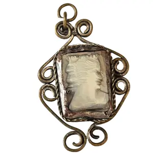 Possibly the Most Hideous Antique Carved Shell Cameo Pendant Ever Produced