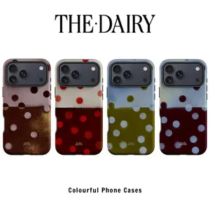 THE DAIRY Phone Case | [POLKA DOT] RUST - LADYBUG - LAKE - PLUM | for iPhone 17 Pro Max, 16 15 14 13 12 11 Series | Aesthetic Phone Case | Gradient Phone Case | Trendy 2026 Phone Case | Shockproof Protection|Gift for Her and Lover