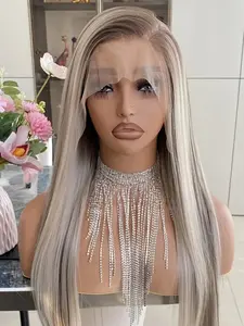 14 Inch Soft Highlighted Blonde Straight Hair Wig, Human Hair Wigs, Density 150, Lace Frontal with Pre-Cut Baby Hair, Daily Wear for Women